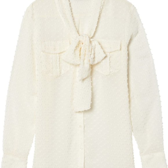 Banana Republic Clip Dot, Tie-Neck Shirt Blouse, XS - Picture 2 of 2